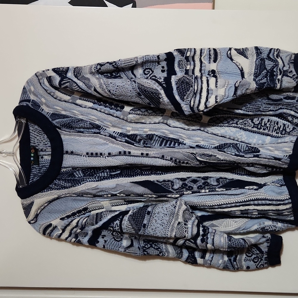 Coogi Australian XL Casmere Silk Pullover Tones of Blue Sweater Vintage 90s